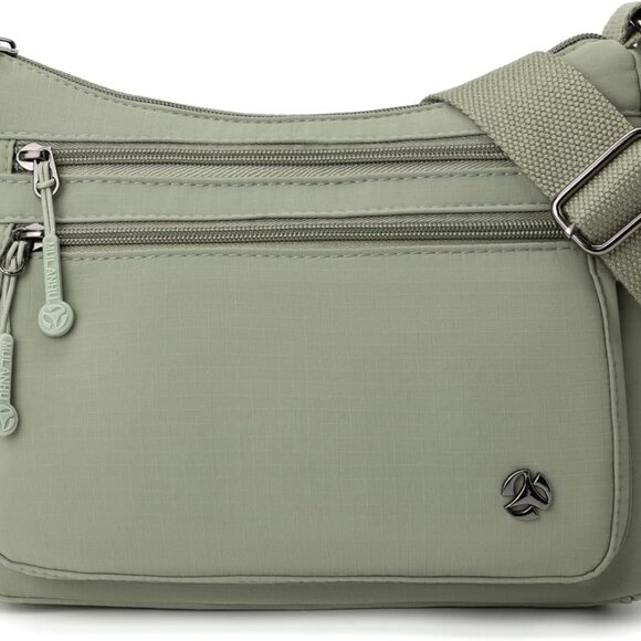 Light Green Water-Resistant Nylon Crossbody Bag for Women with Anti-Theft Pocket - Picture 1 of 6